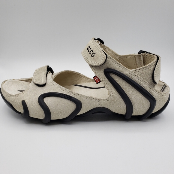 Ecco Shoes - Ecco,  women's sandals, size 7, suede, cream/black
